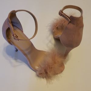 Sexy Charlotte Ruse pink feather heels